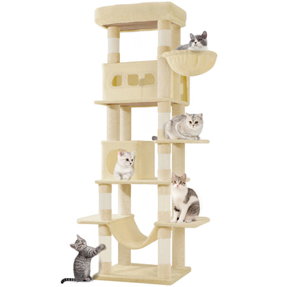 170 cm Large Cat Tree, Cat Tower for Maine Cat, Multi-Level Scratching Post with Large Perch, Washable Mat