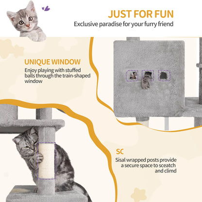 193 cm Cat Tree, Large Cat Tower for Indoor Cats, Cats House Furniture with 2 Platforms, 3 Condos, 7 Scratching Posts