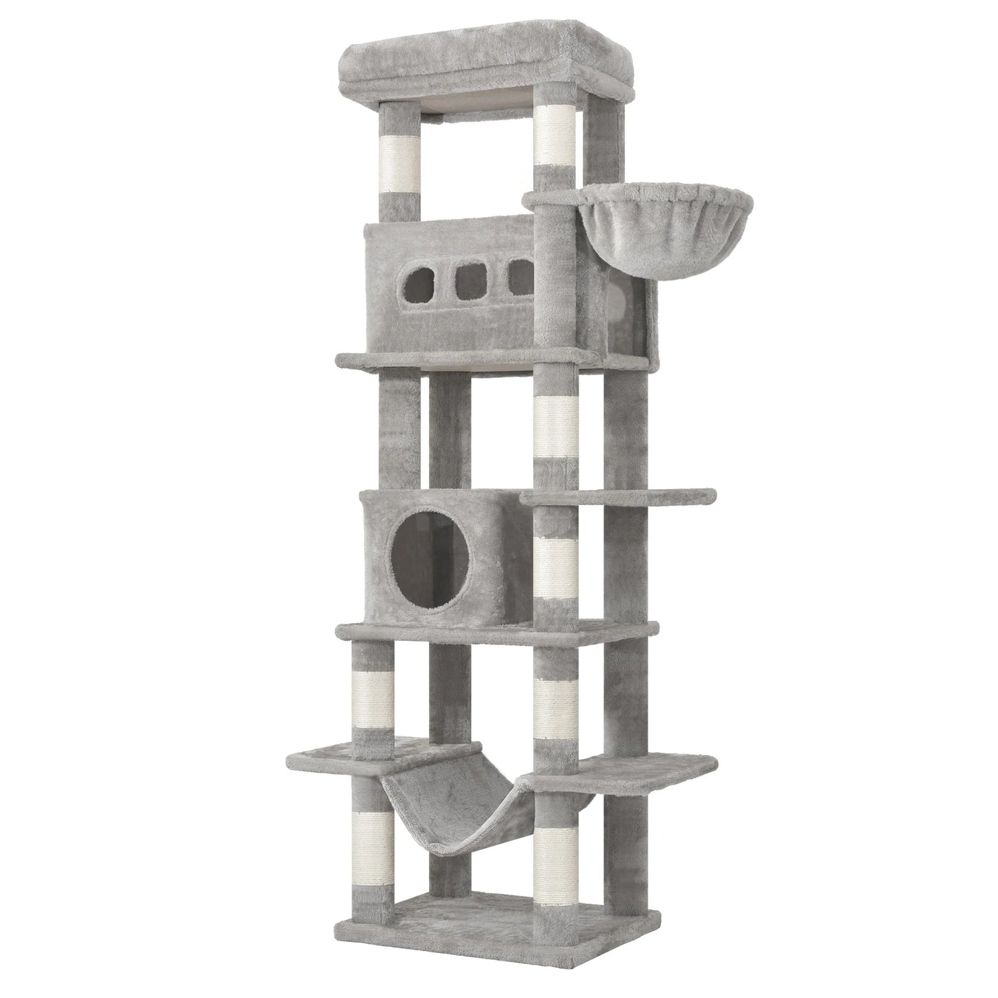 170 cm Large Cat Tree, Cat Tower for Maine Cat, Multi-Level Scratching Post with Large Perch, Washable Mat