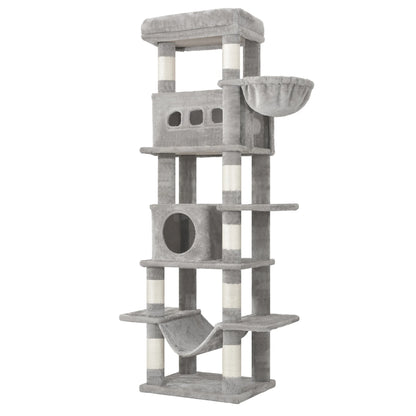 170 cm Large Cat Tree, Cat Tower for Maine Cat, Multi-Level Scratching Post with Large Perch, Washable Mat