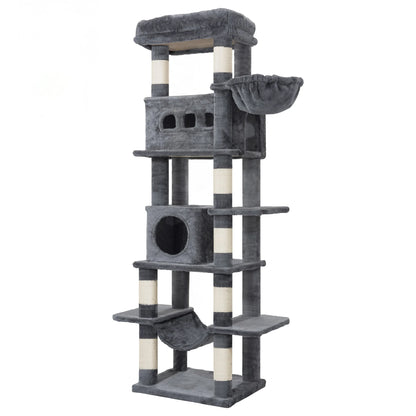 170 cm Large Cat Tree, Cat Tower for Maine Cat, Multi-Level Scratching Post with Large Perch, Washable Mat