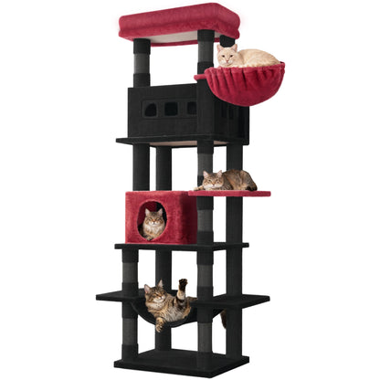 170 cm Large Cat Tree, Cat Tower for Maine Cat, Multi-Level Scratching Post with Large Perch, Washable Mat
