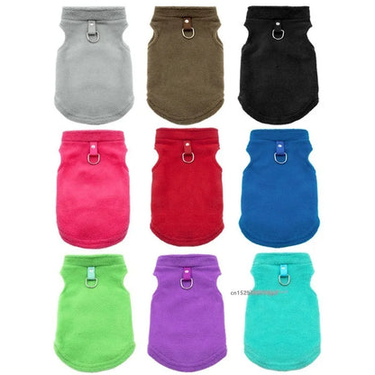 Dog Sweater Cat Fleece Vest Soft Dog Jacket with Leash D-Ring Winter Warm Coat Puppy Clothes for Dogs Cats Chihuahua Apparel