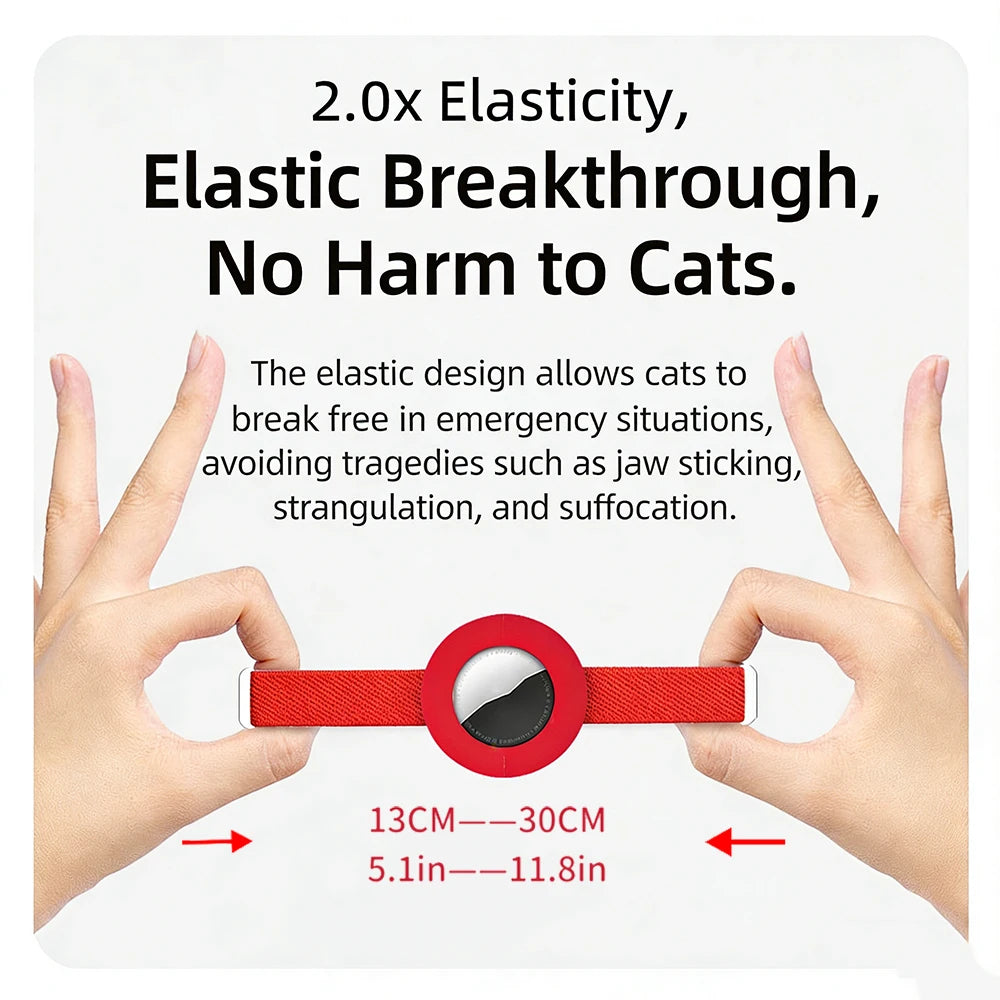 Fashion AirTag Cat Collar Elastic Customized Name Tag Tracker GPS Case Holder Anti-Loss Adjustable Pet ID Cute Dog Kitten Collar
