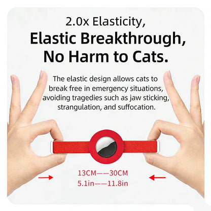 Fashion AirTag Cat Collar Elastic Customized Name Tag Tracker GPS Case Holder Anti-Loss Adjustable Pet ID Cute Dog Kitten Collar