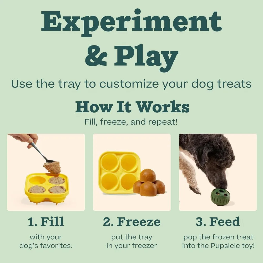 Pupsicle & Treat Tray Long-Lasting Interactive Dog Ball Toy Silicone Dog Treat Mold Keep Your Pup Busy Anti Chew Easy Clean Toys