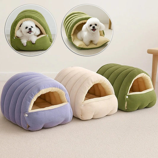 Panier grotte peluche chaud pour chat