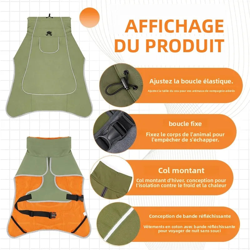 Dog Raincoat Windbreaker for All Dog Sizes Waterproof Dog Outdoor Jacket with Reflective Strip, Adjustable Straps & Snap Button