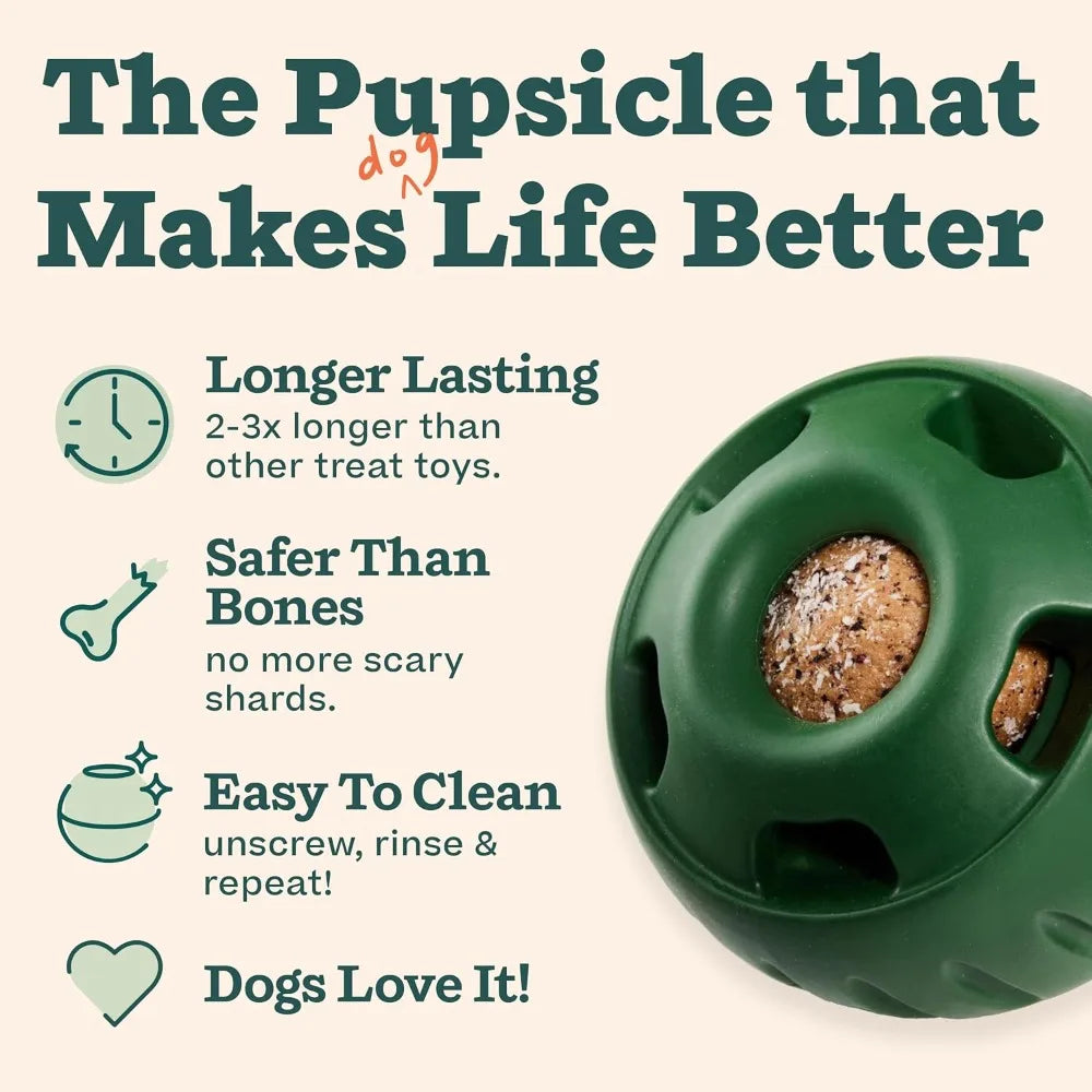 Pupsicle & Treat Tray Long-Lasting Interactive Dog Ball Toy Silicone Dog Treat Mold Keep Your Pup Busy Anti Chew Easy Clean Toys