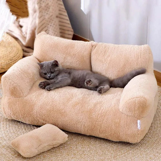Canapé-Lit Peluche pour Chat et Petit Chien - Confort Hivernal