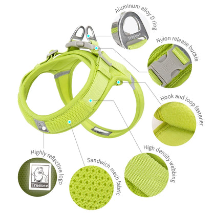 TRUELOVE Reflective Dog Harness Vest Adjustable Soft Mesh No Pull Pet Harness for Small Medium Large Dog Outdoor Walking TLH3013