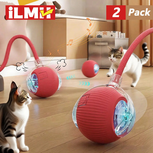 Balle interactive rechargeable pour chat avec fausse queue