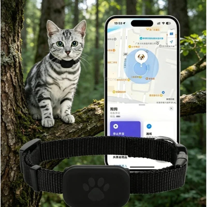 Pet Bluetooth GPS Tracker Dog Mini Tracking Movement Alert Collars Anti Lost Tracker for Cats and Puppies Remote Global Locator