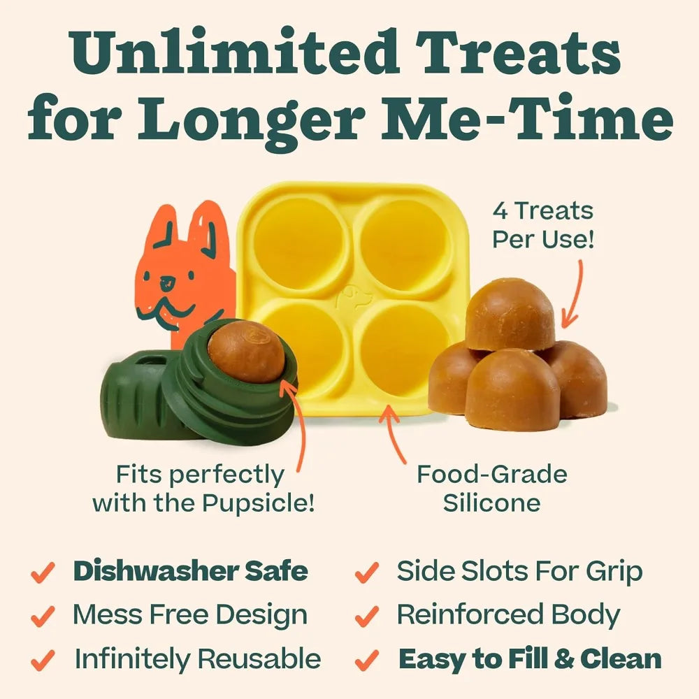Pupsicle & Treat Tray Long-Lasting Interactive Dog Ball Toy Silicone Dog Treat Mold Keep Your Pup Busy Anti Chew Easy Clean Toys