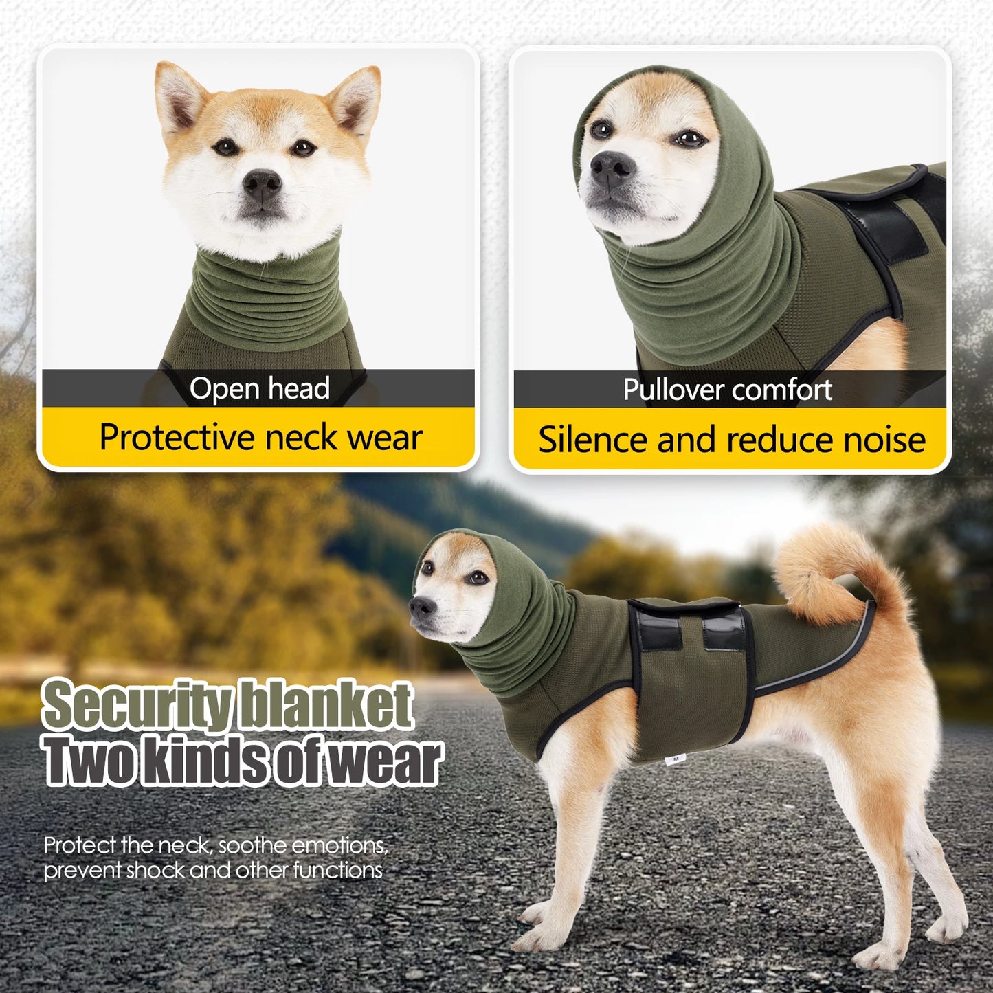 Dog Anxiety Vest and Coat-Keep Pet Calm, Dog Jacket for Thunder, Anti Anxiety Vest for Dogs and Cat Body and Ear