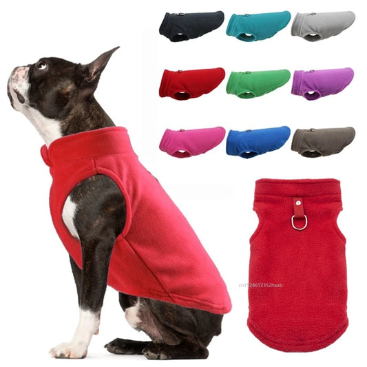 Gilet polaire pour chien et chat avec anneau pour laisse