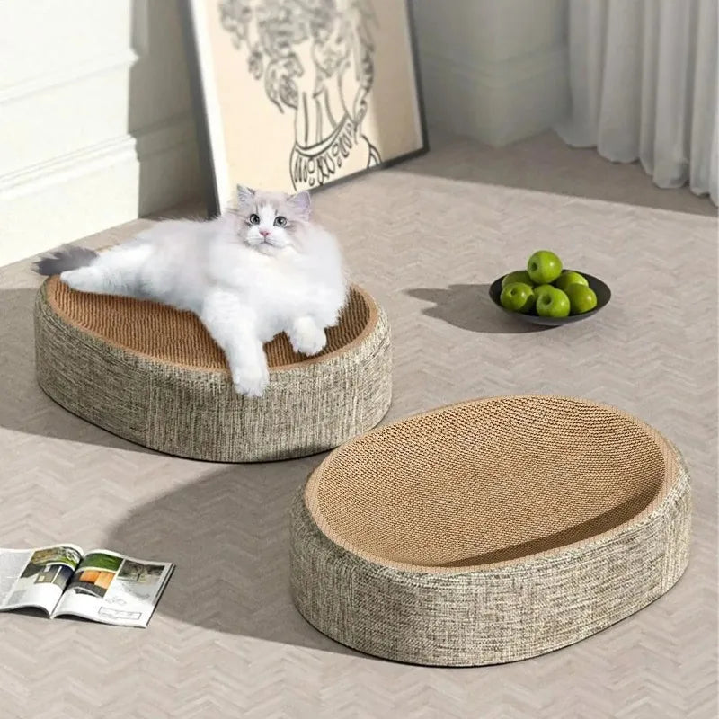 Sisal Cat Scratcher Bed, Wear-resistant Cat Scratching Pad Wrapped with Hemp Rope, Cat Toy, No Shedding, Scratch-resistant, Self