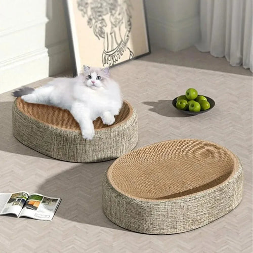 Sisal Cat Scratcher Bed, Wear-resistant Cat Scratching Pad Wrapped with Hemp Rope, Cat Toy, No Shedding, Scratch-resistant, Self