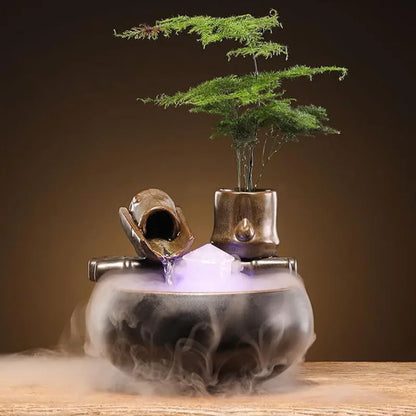 Ceramic Cat Water Fountain Indoor Decor Zen Drinker For Cat Desktop Waterfall Dog Waterer Fish Tank Landscape Decor Pet Fountain