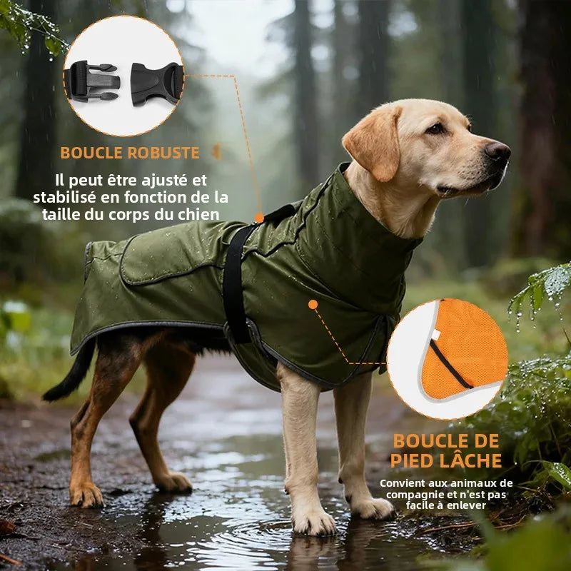 Dog Raincoat Windbreaker for All Dog Sizes Waterproof Dog Outdoor Jacket with Reflective Strip, Adjustable Straps & Snap Button