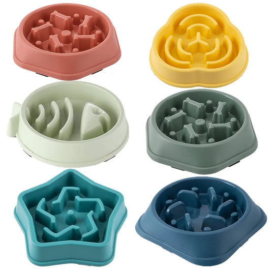 Gamelle anti-glouton pour chien et chat, ronde et antidérapante
