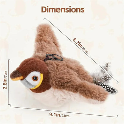 Interactive Cat Toy Flapping Bird with Catnip Rechargeable Simulation Bird Cat Toys Touch Activated Fluffy Plush Toys for Cats