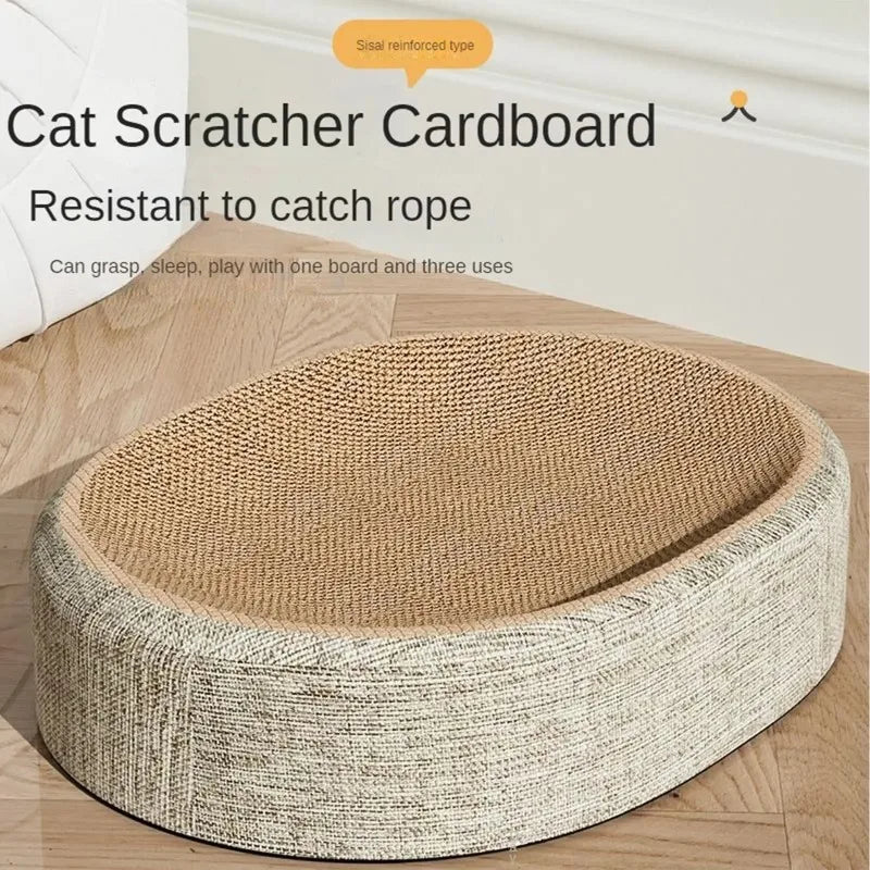 Sisal Cat Scratcher Bed, Wear-resistant Cat Scratching Pad Wrapped with Hemp Rope, Cat Toy, No Shedding, Scratch-resistant, Self