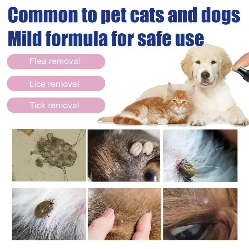 Pet Flea Removing Spray for Cats and Dogs Skin Cleaning for Pets External Lice Repelling Ticks Relieving and Relieving Spray