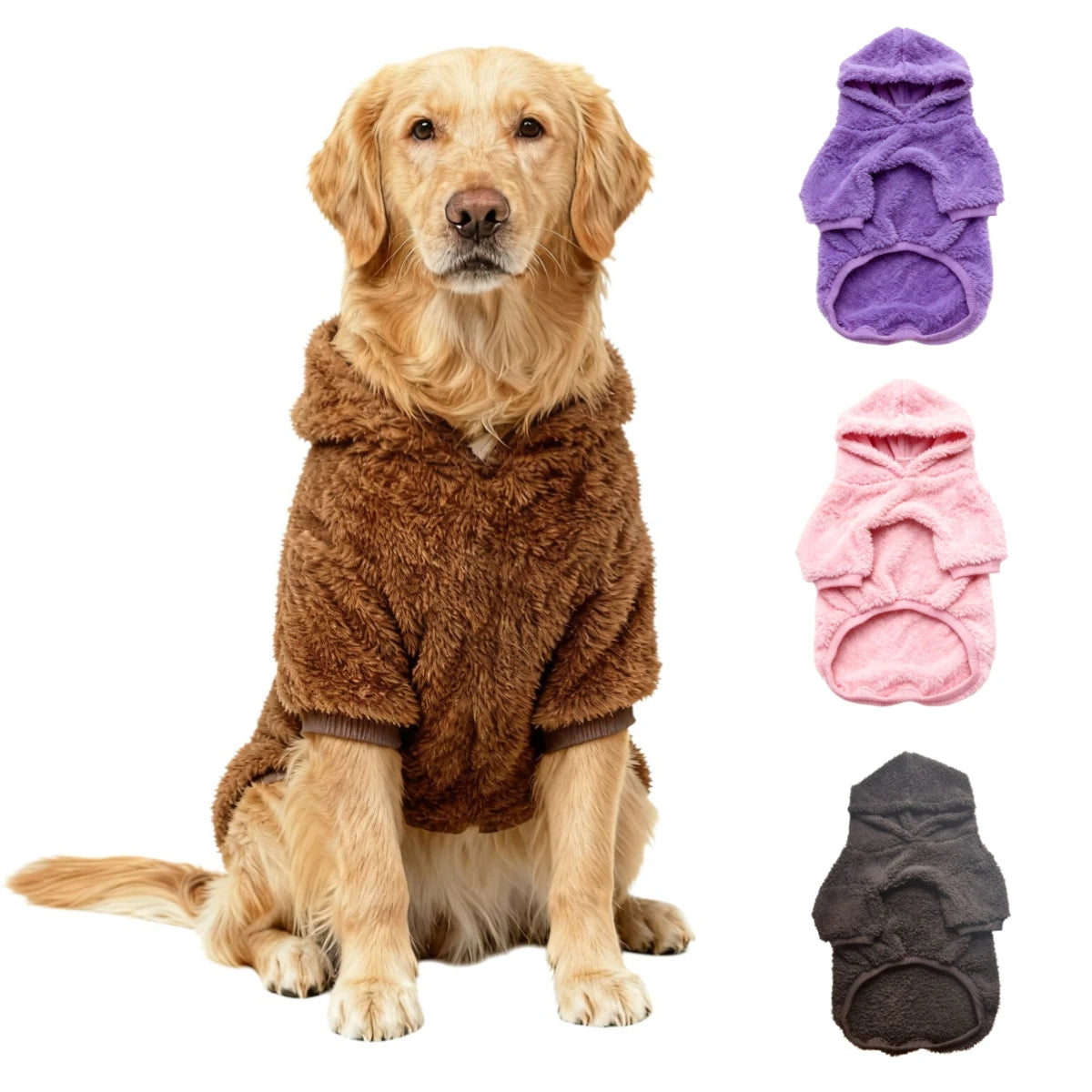 Winter Pet Dog Clothes Fleece Warm Hoodie For Medium Large Dogs Soft Dog Plush Outdoor Coat Labrador Golden Retriever Clothing