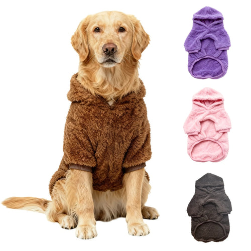 Winter Pet Dog Clothes Fleece Warm Hoodie For Medium Large Dogs Soft Dog Plush Outdoor Coat Labrador Golden Retriever Clothing