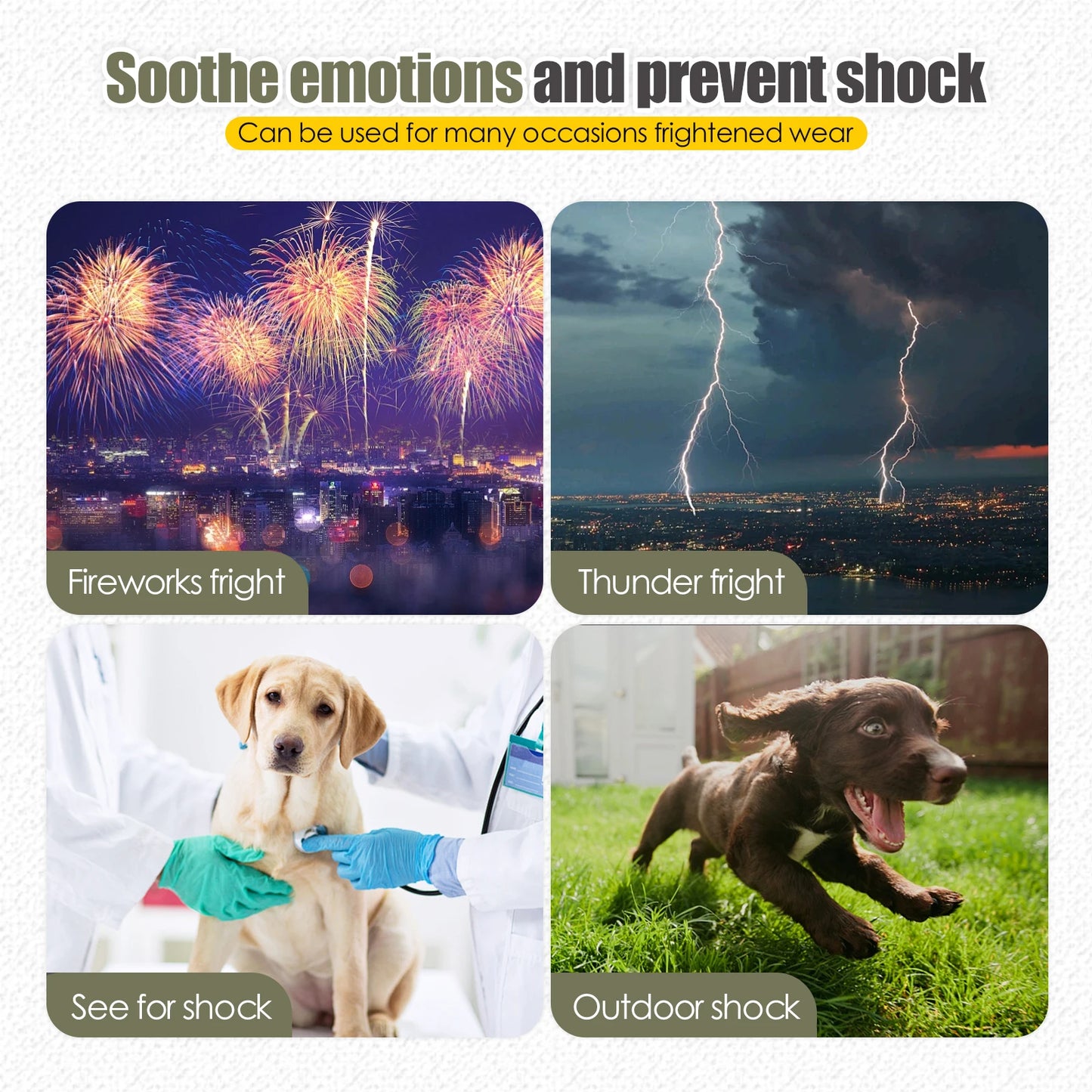 Dog Anxiety Vest and Coat-Keep Pet Calm, Dog Jacket for Thunder, Anti Anxiety Vest for Dogs and Cat Body and Ear
