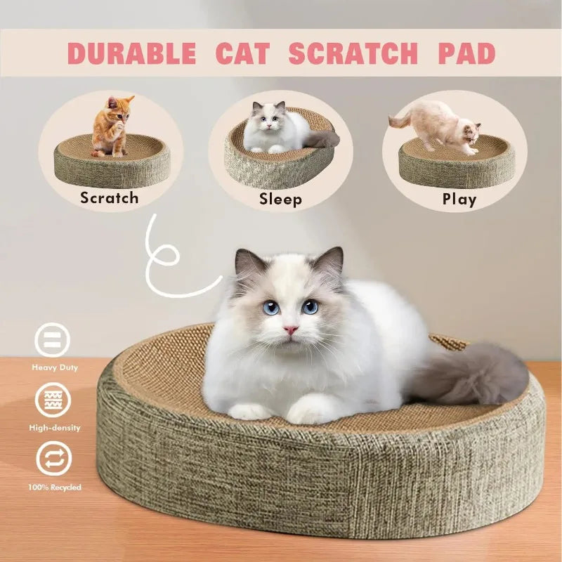 Sisal Cat Scratcher Bed, Wear-resistant Cat Scratching Pad Wrapped with Hemp Rope, Cat Toy, No Shedding, Scratch-resistant, Self