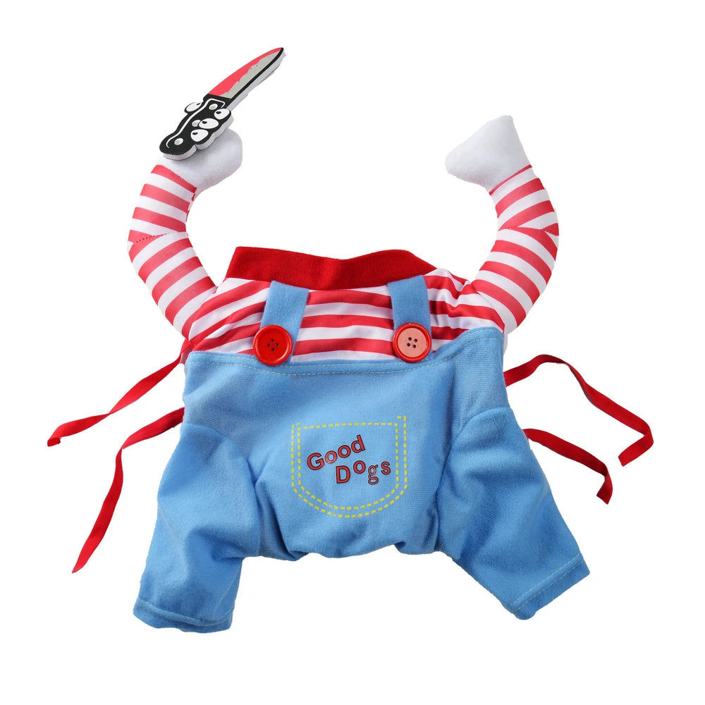 Funny Halloween Dog Clothes for Small Medium Dogs Knife Holding Cosplay Pets Costume Cute Party Cat Dressed Up Chihuahua Outfits