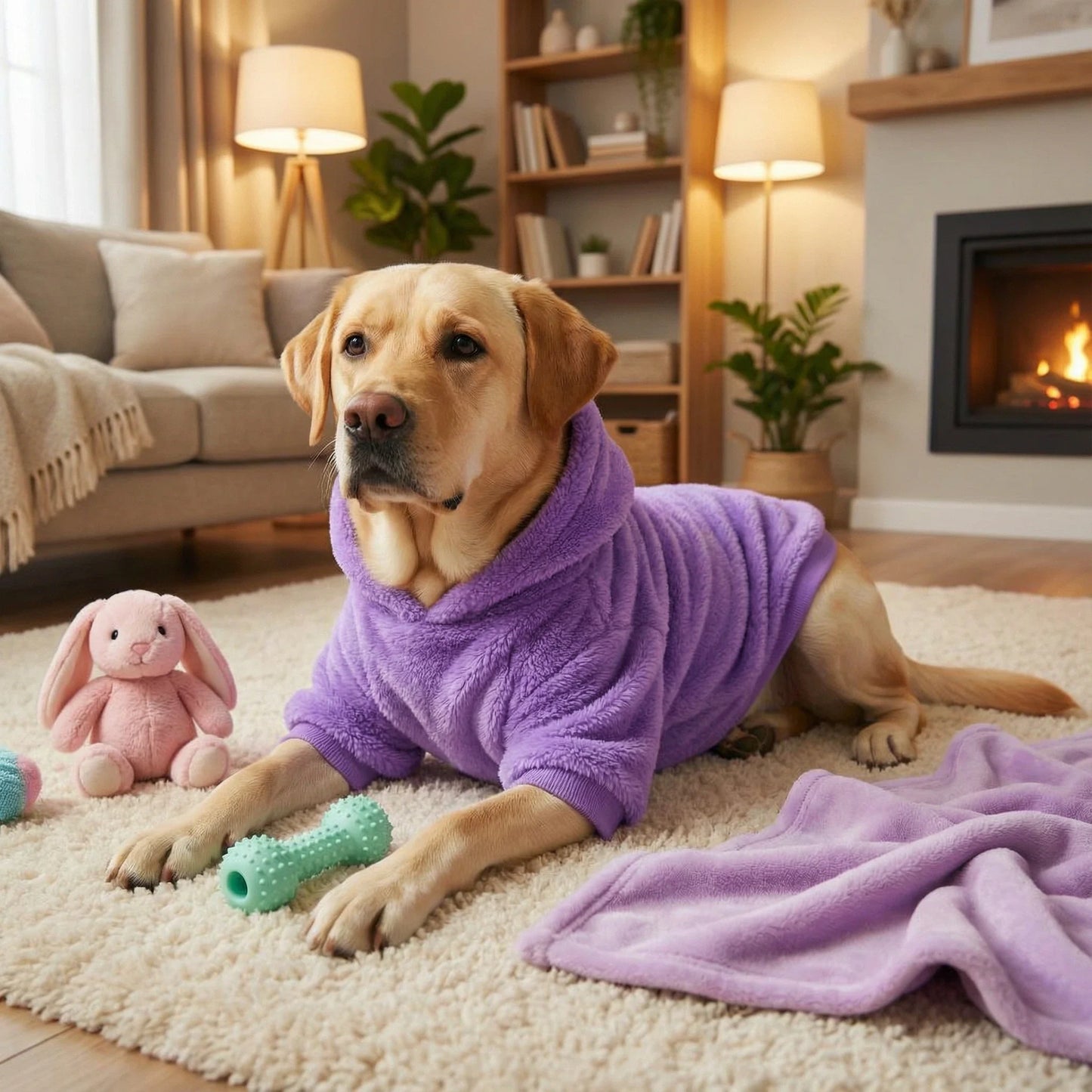 Winter Pet Dog Clothes Fleece Warm Hoodie For Medium Large Dogs Soft Dog Plush Outdoor Coat Labrador Golden Retriever Clothing